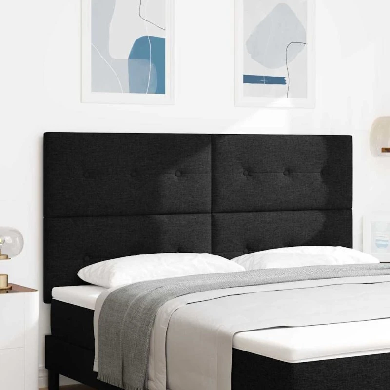 vidaXL Højdejusterbart Sengehoved Sort 180 cm Stof