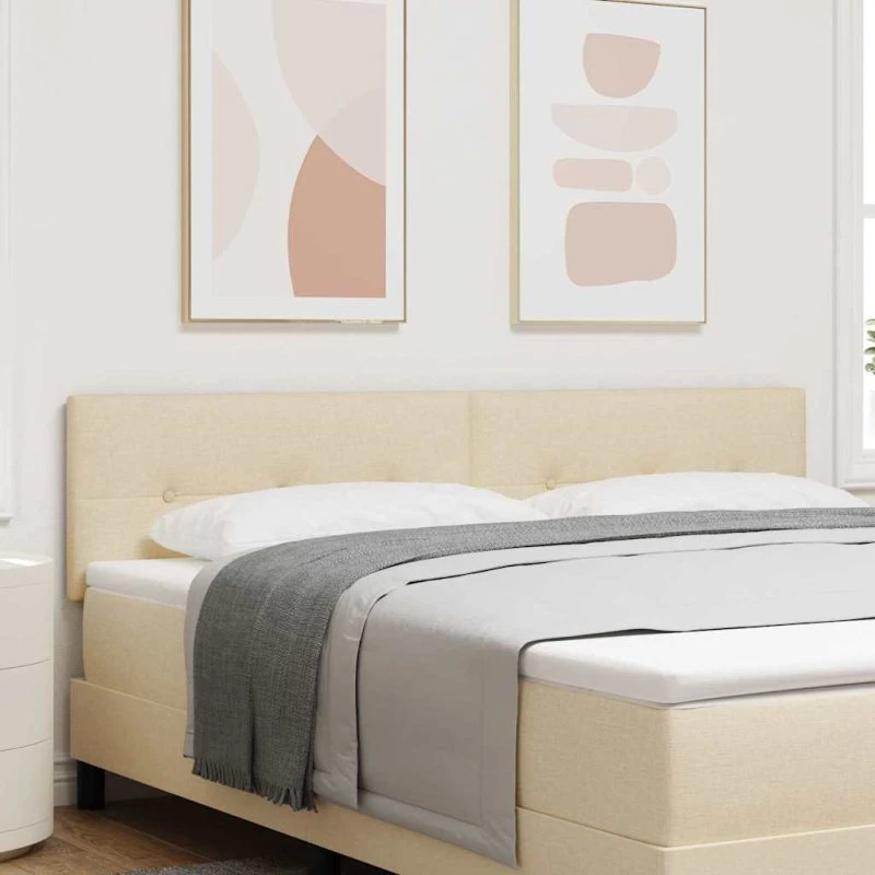 vidaXL LED-sengegavl creme 180 cm stof med lysstrimler