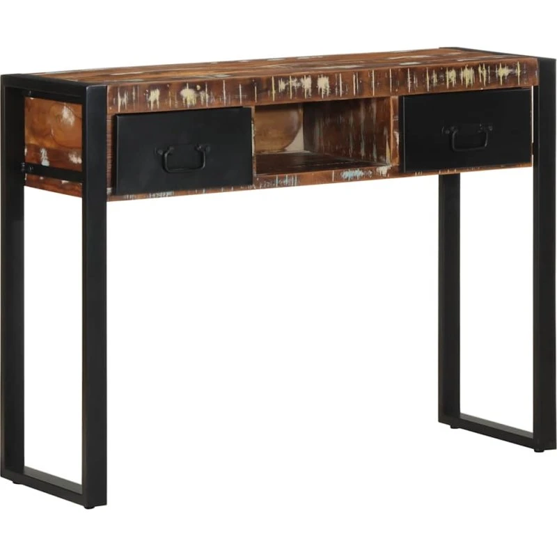 vidaXL konsolbord 100x35x75 cm massivt genbrugstræ flerfarvet