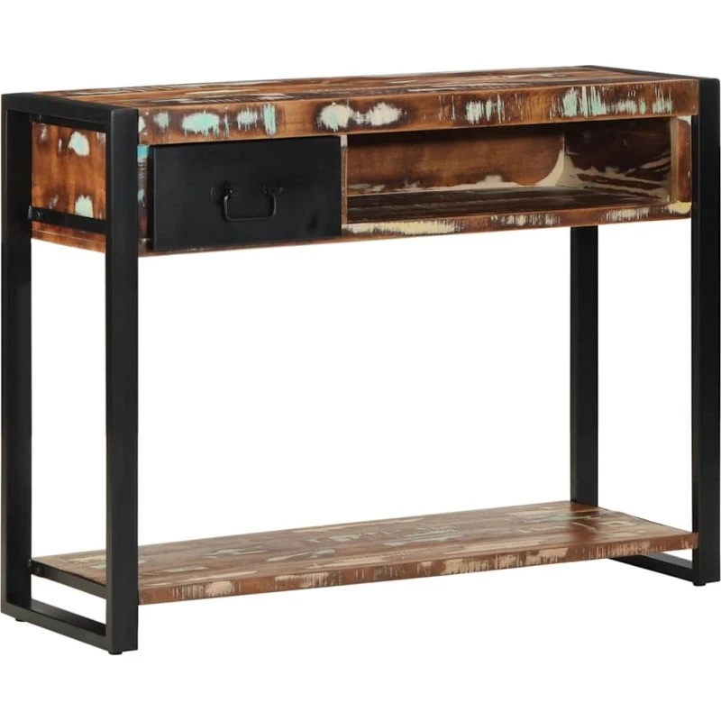 vidaXL Konsolbord 100x35x75 cm massivt genbrugstræ flerfarvet