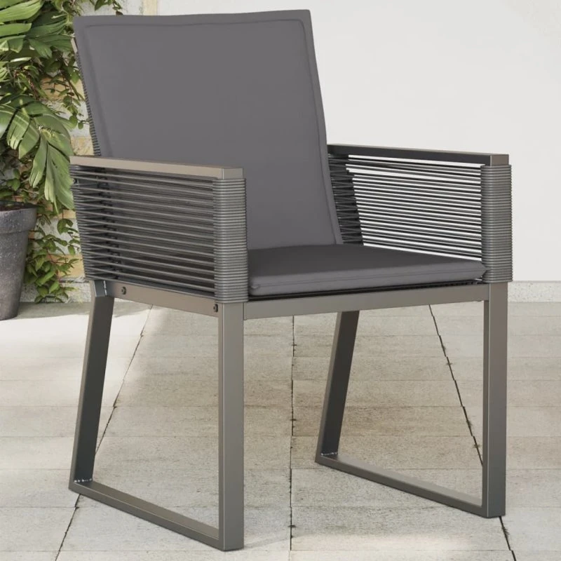 vidaXL Havestole med Hynder 2 stk. Sort Polyrattan
