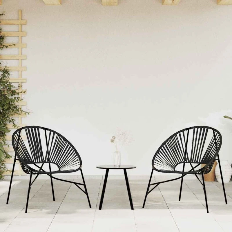 vidaXL Havestolssæt 3 stk. PolyRattan Sort