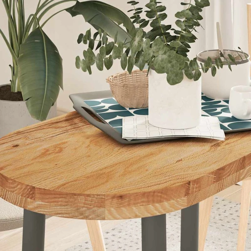 vidaXL bordplade 80x40x4 cm oval lysebrun massivt egetræ