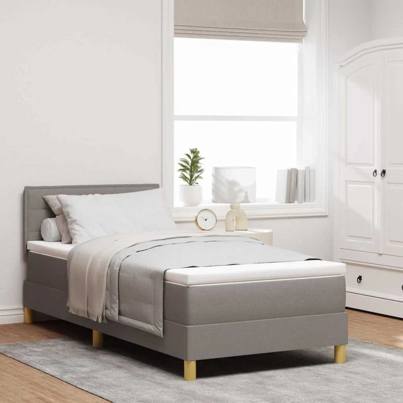 vidaXL Box spring seng med pude Gråbrun 90 x 190 cm