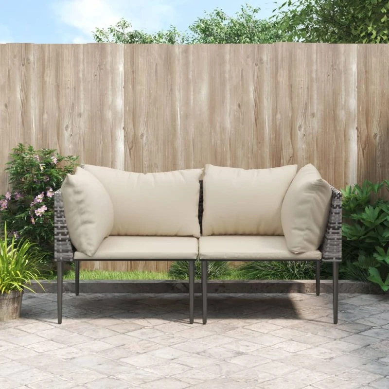 vidaXL Hjørnemoduler til Havesofa 2 stk. Grå Polyrattan