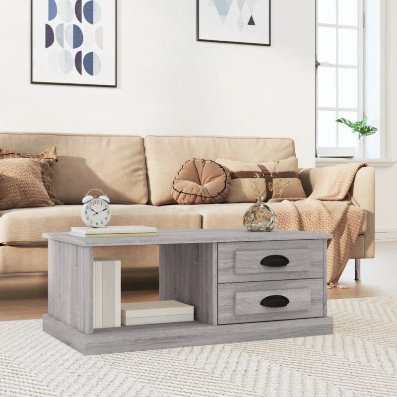 vidaXL sofabord 90x50x35 cm konstrueret træ grå sonoma-eg