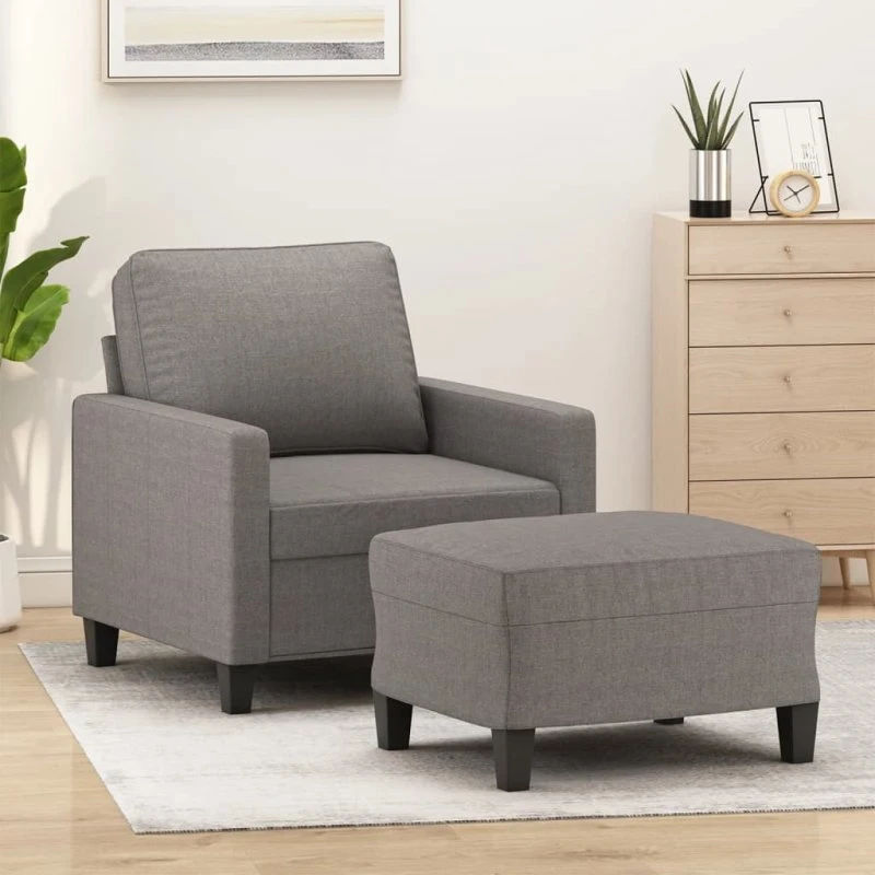 vidaXL Sofastol med fodskammel 60 cm Gråbrun