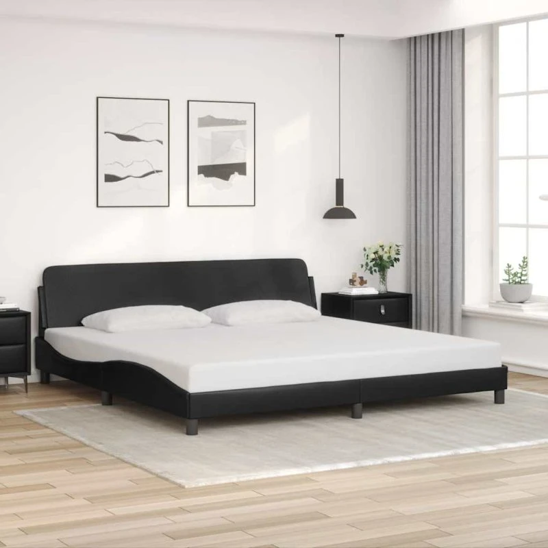 vidaXL Dover 193x203 cm sengeramme sort velour