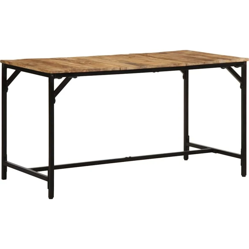 vidaXL Spisebord 140x70x75 cm massivt ru mangotræ med jernstel