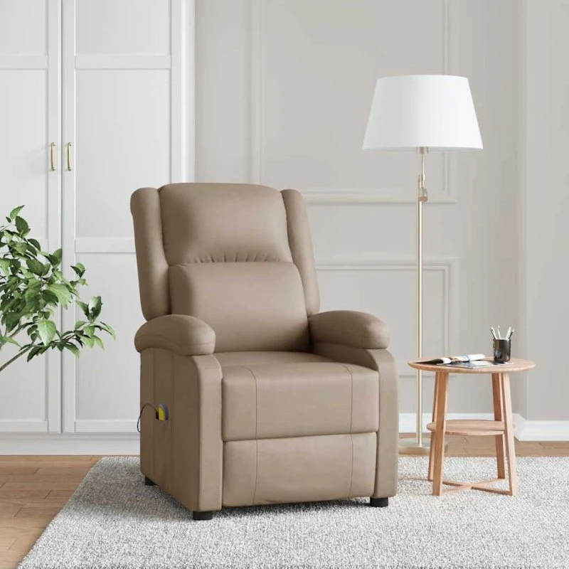 vidaXL Massagestol kunstlæder cappuccino
