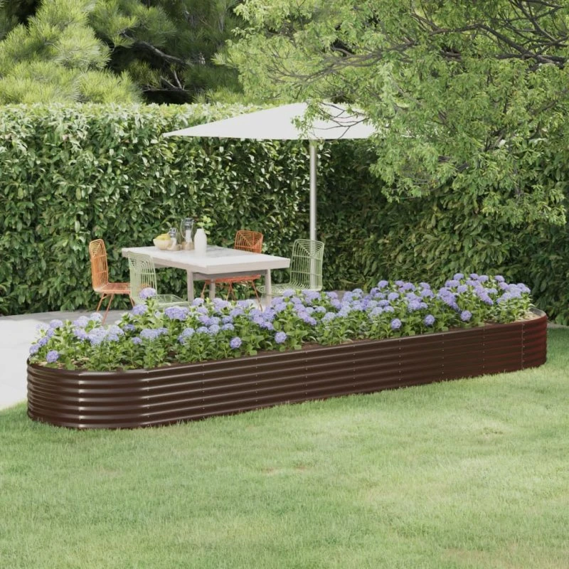 vidaXL Plantekasse 396x100x36 cm brun galvaniseret stål