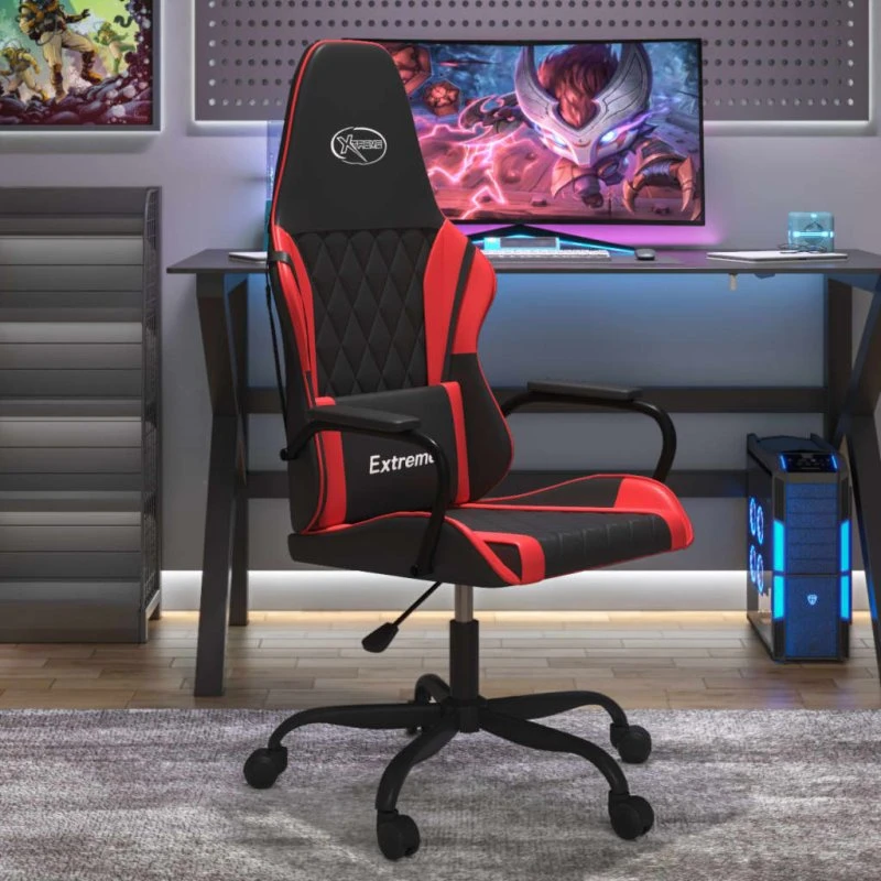vidaXL gamingstol kunstlæder sort og rød