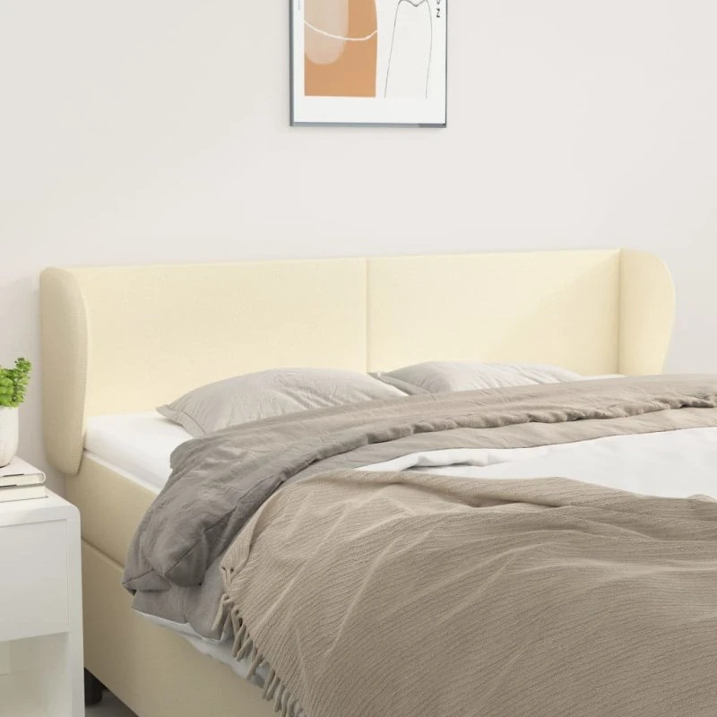 vidaXL Sengegavl med Kanter 147x23x78/88 cm Cremefarvet
