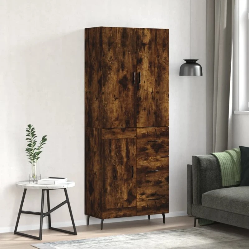 vidaXL Højskab 69,5x34x180 cm Røget Egetræ
