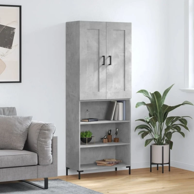 vidaXL Højskab 69,5x34x180 cm Konstrueret Træ Betongrå