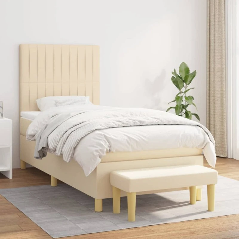 vidaXL Kontinentalseng 80x200 cm med madras, cremefarvet