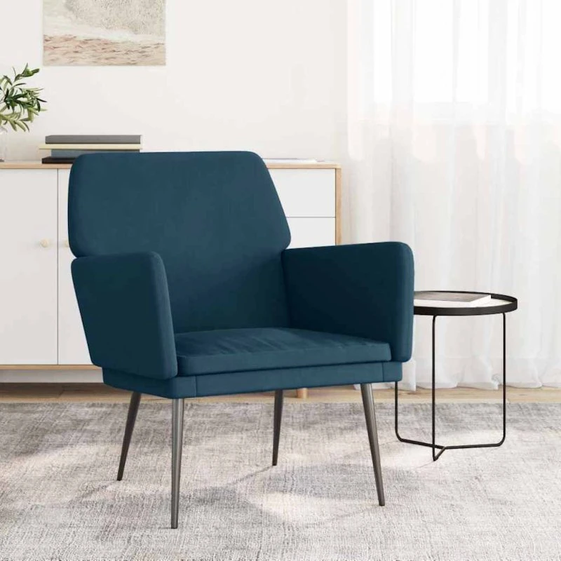 vidaXL Lænestol 62x79x79 cm velour blå