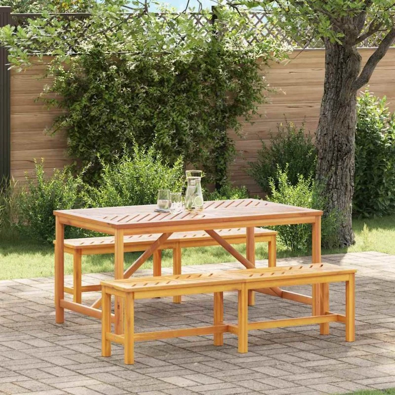 vidaXL Have Spisebordssæt 3 stk Brun 150 x 90 x 74 cm