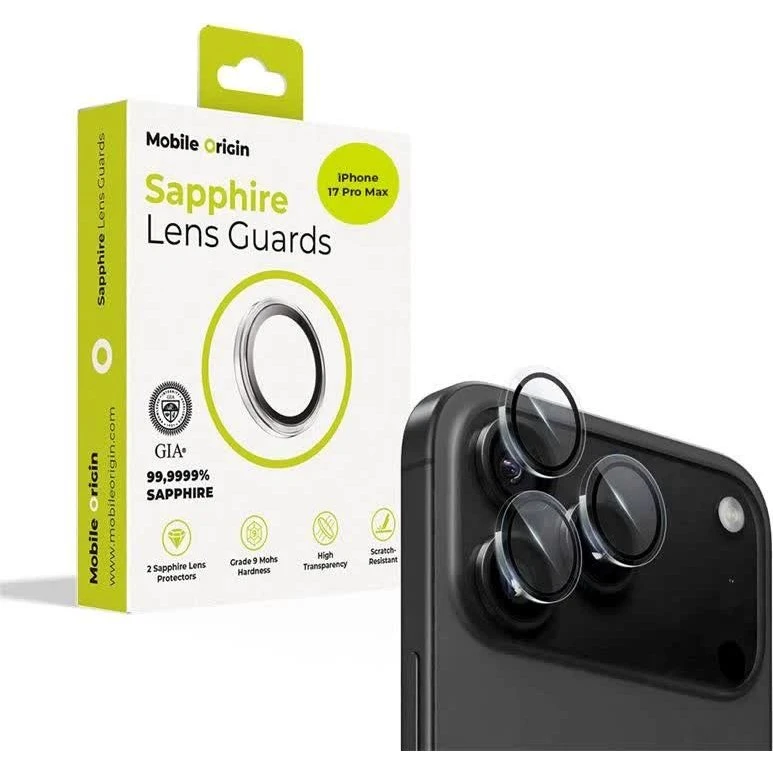 Mobile Origin Safirlinsebeskytter - klar - iPhone 17 Pro/Pro Max