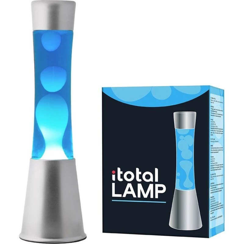 iTotal Lava Lampe 40 cm – Sølv Base, Blå Væske, Hvid Voks