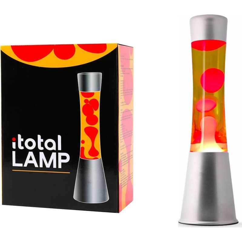 iTotal Lava Lampe Rød/Gul 40 cm Sølv