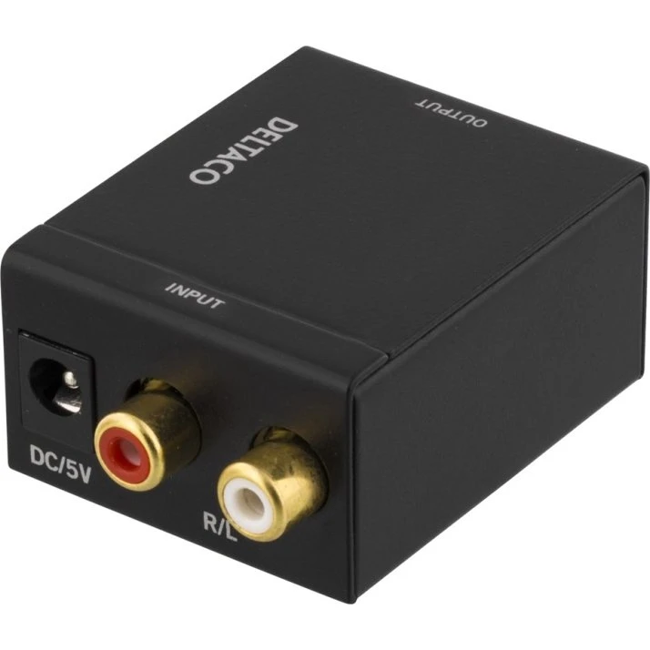 Deltaco Analog til Digital Lydkonverter, 2xRCA, Coaxial, S/PDIF, Sort