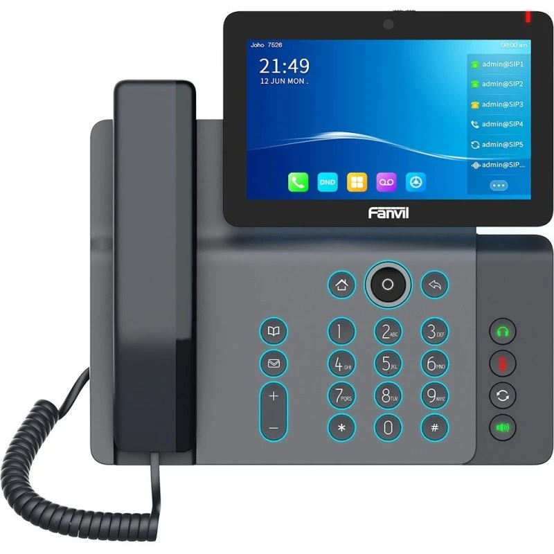 Fanvil V67 IP-telefon, 7" LCD, 20 linjer, WiFi, sort