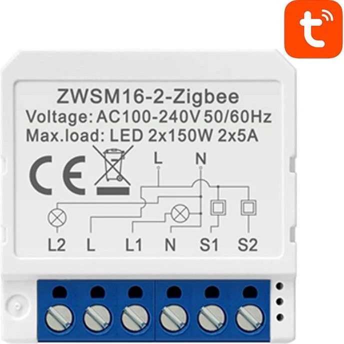 Avatto ZWSM16-W2 2-kanal ZigBee/Tuya Smart Switch Modul