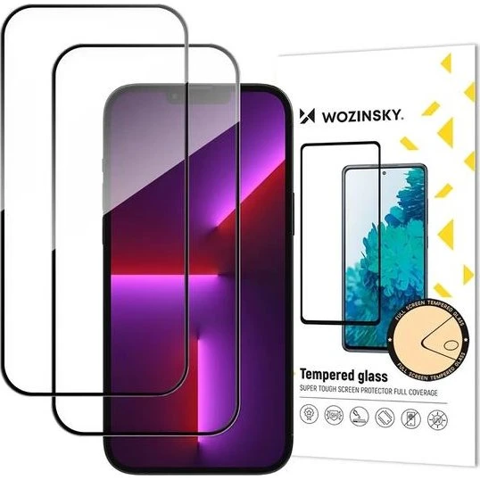 Wozinsky Full Glue Tempered Glass 2-Pack til iPhone 16 Pro / iPhone 17, sort