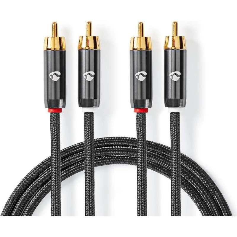 Nedis Profigold RCA Audio Kabel 1,0 m Guldplateret Grå