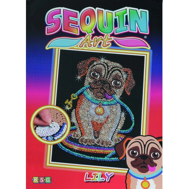 Sequin Art Lily Pug, 25x34 cm