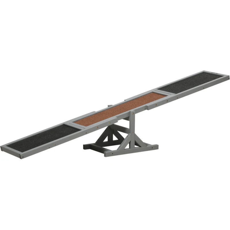 PawHut Hundevippe Agility 180x30x30 cm grå/brun, op til 30 kg