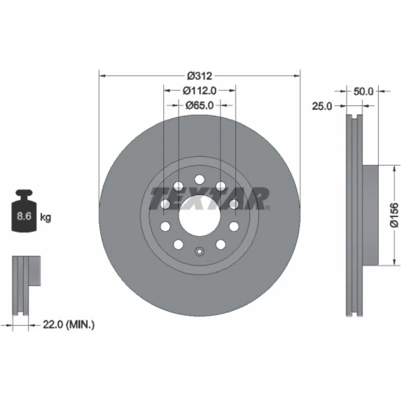 TEXTAR Bremseskive 92120505 for VW, Audi, Ford, Skoda, Seat, Cupra