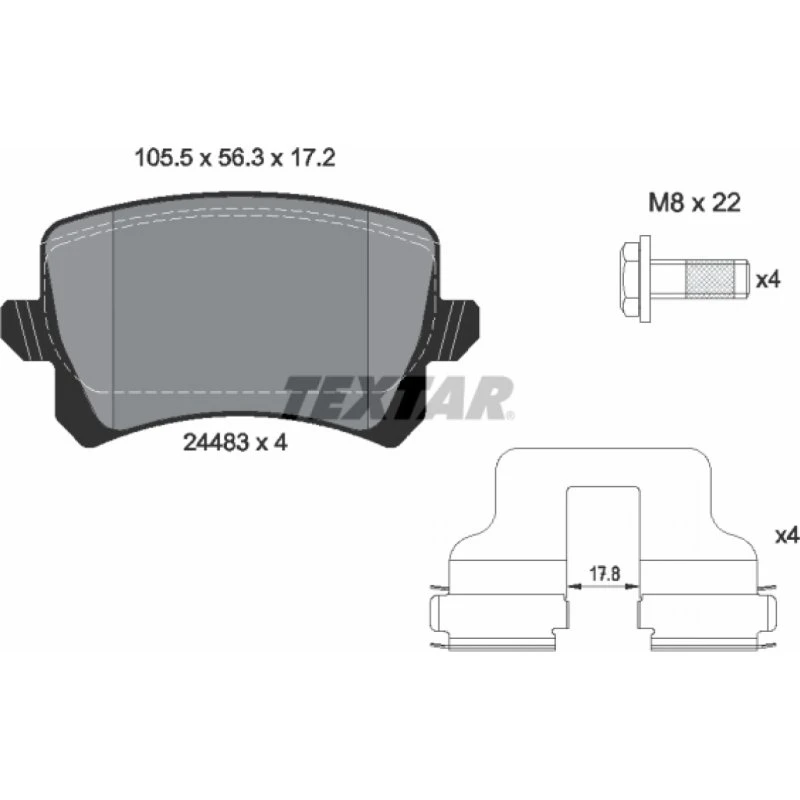 TEXTAR Bremseklodser 2448301 til VW, Audi, Seat (bagaksel)