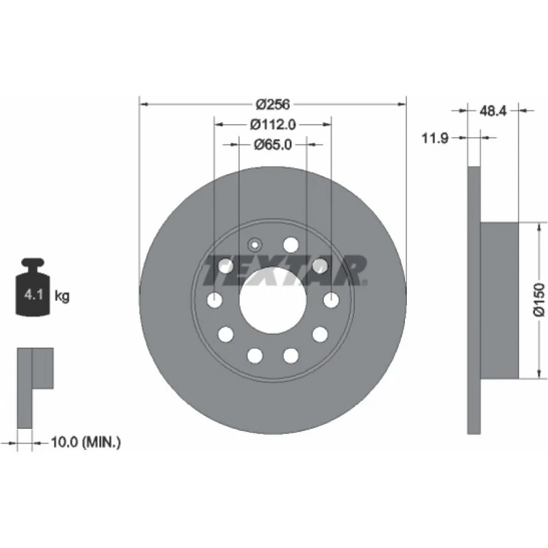 TEXTAR Bremseskive 92121103 til VW, AUDI, SKODA