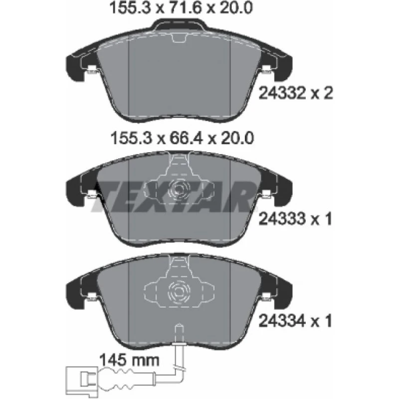 TEXTAR Bremseklodser 2433301 for VW, Audi, Seat