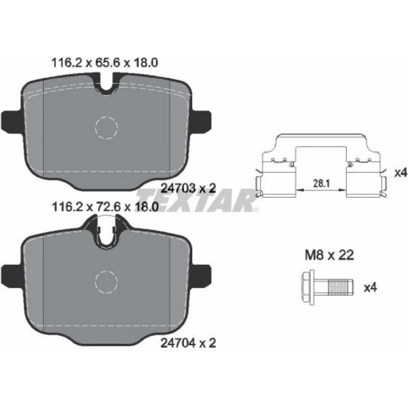 TEXTAR Bremseklodser 2470301, bagaksel, BMW