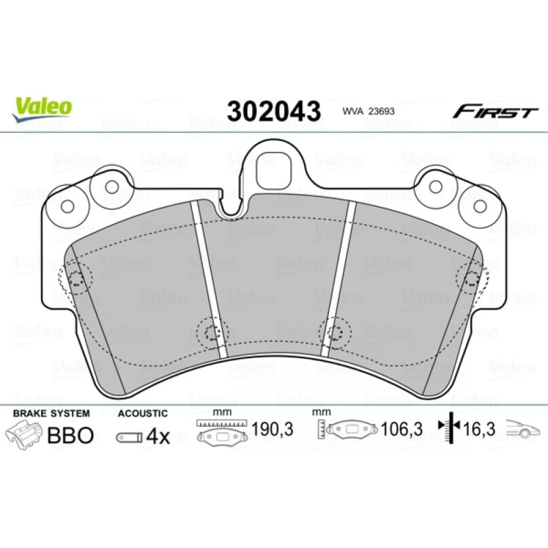 VALEO Bremseklodser 302043 til VW, Audi, Porsche
