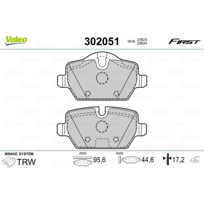 VALEO Bremseklodser 302051 til BMW/Mini, bagaksel, 96x45mm