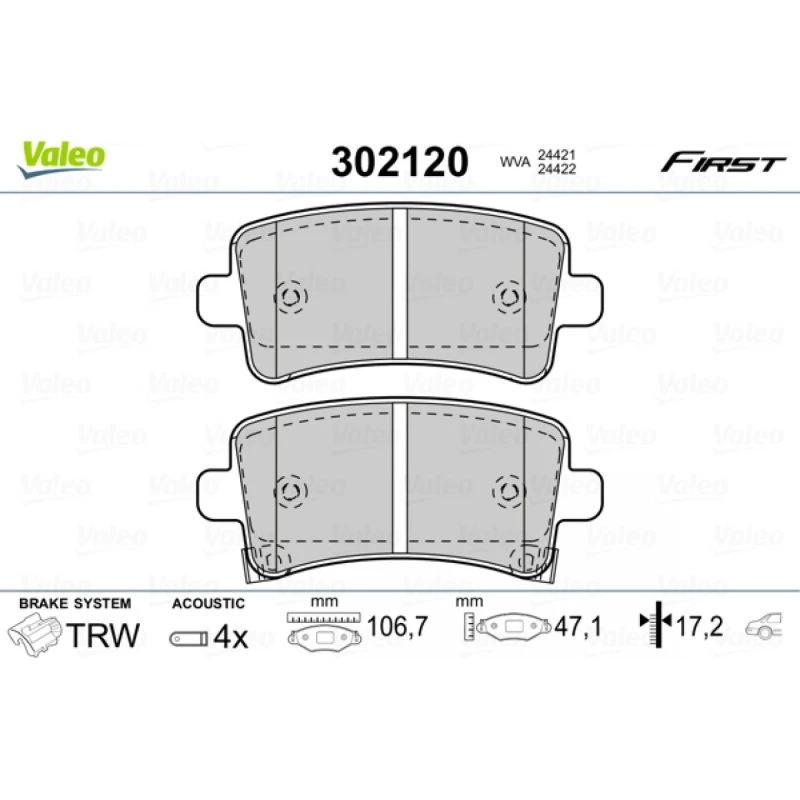 VALEO Bremseklodser 302120 til OPEL, CHEVROLET, SAAB