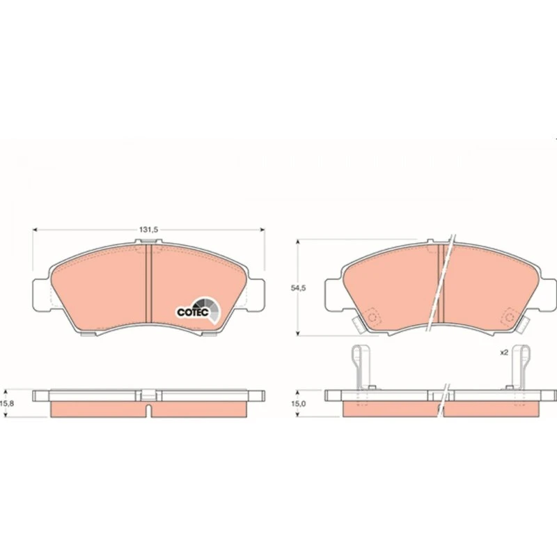 TRW Bremseklodser GDB1164, COTEC-serie, til Honda Civic, Jazz