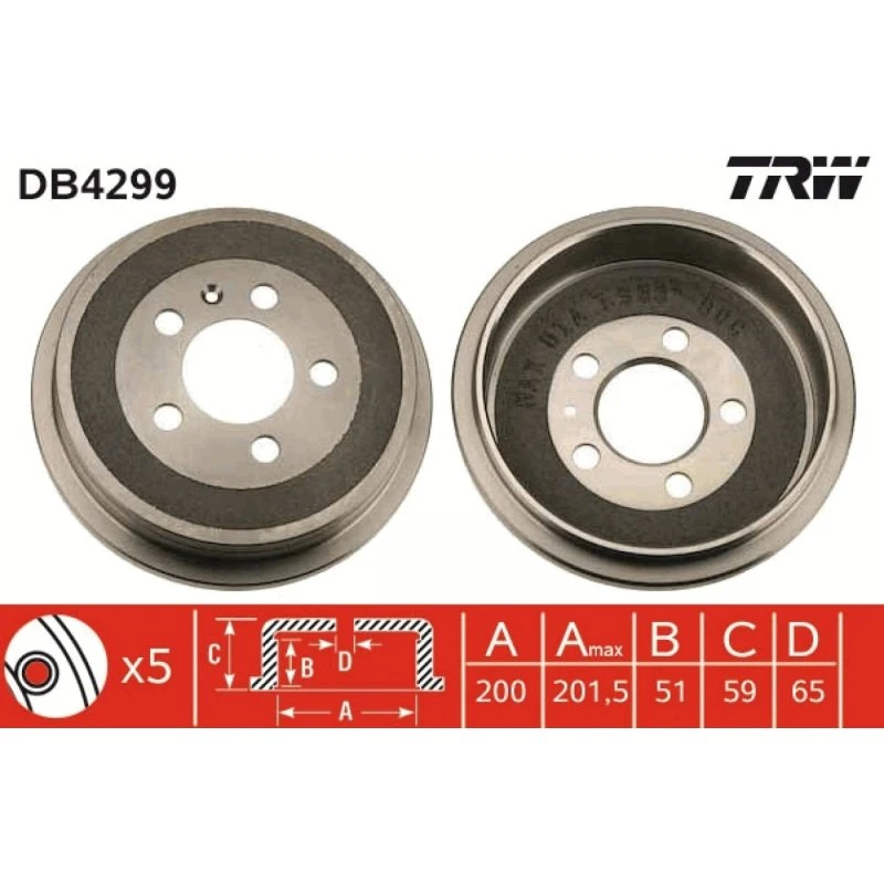 TRW Bremsetromle DB4299 til VW, Audi, Skoda 6Q0609617
