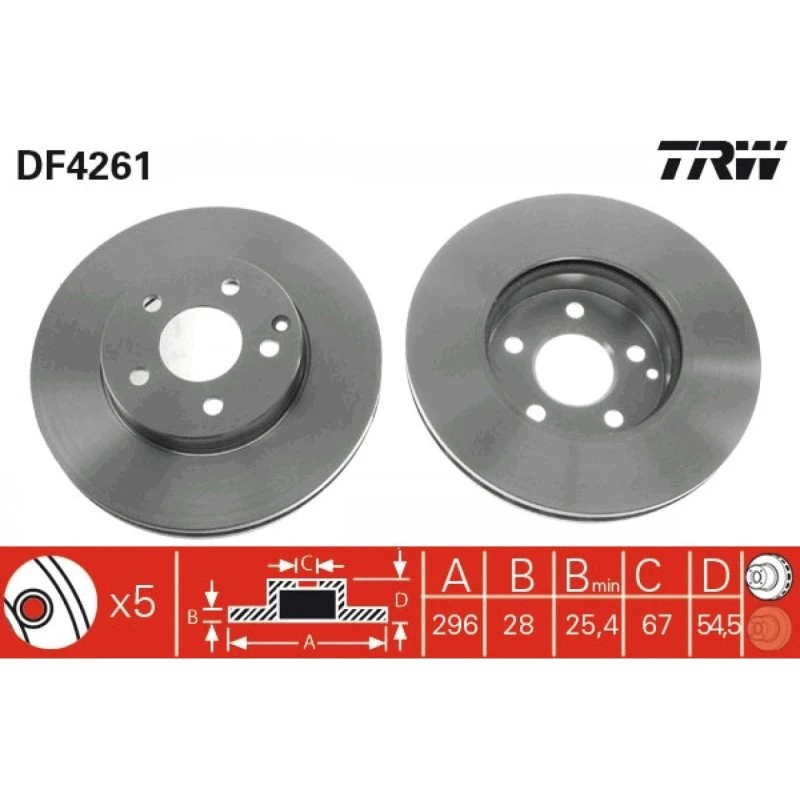 TRW Bremseskive DF4261 for Mercedes-Benz (A2114210712, A2114210812)