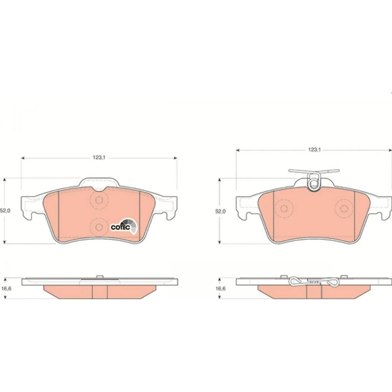 TRW Bremseklodser GDB1621, bagaksel, 16,6 mm tykkelse, til OPEL, FORD, RENAULT