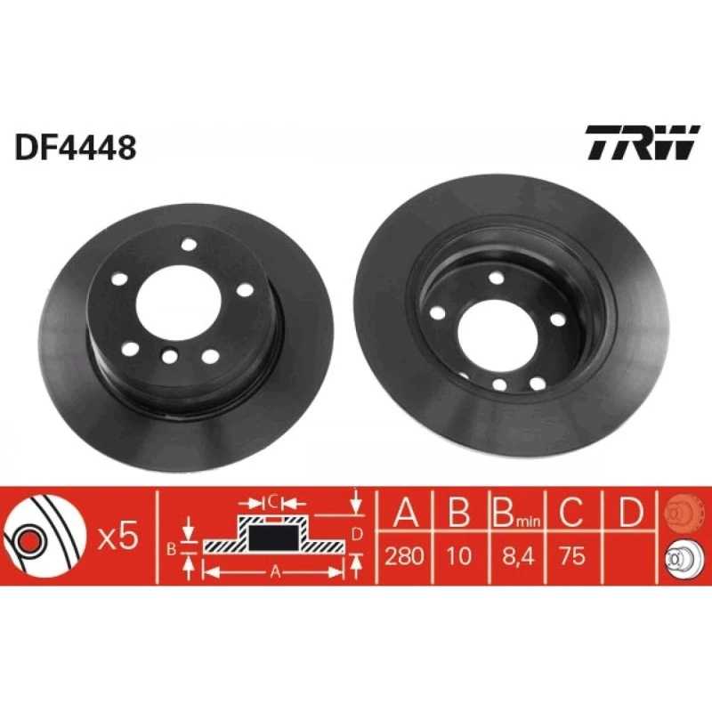 TRW Bremseskive DF4448 for BMW