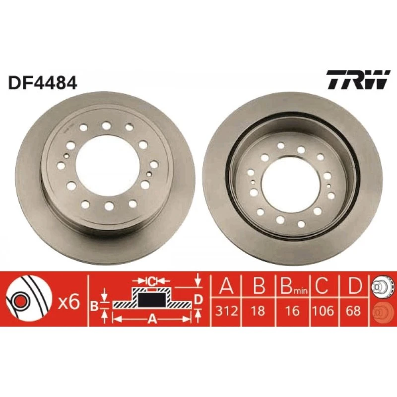 TRW DF4484 Bremseskive til Lexus og Toyota