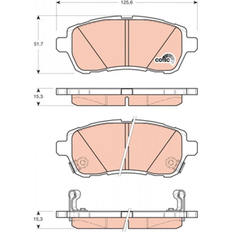 TRW Bremseklodser GDB3437, COTEC, foraksel, til Ford, Mazda, Suzuki