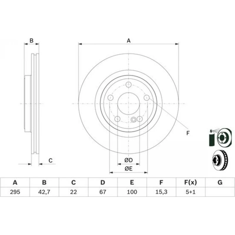 BOSCH Bremseskive 0 986 479 F75 for Mercedes-Benz A-klasse, CLA, GLA
