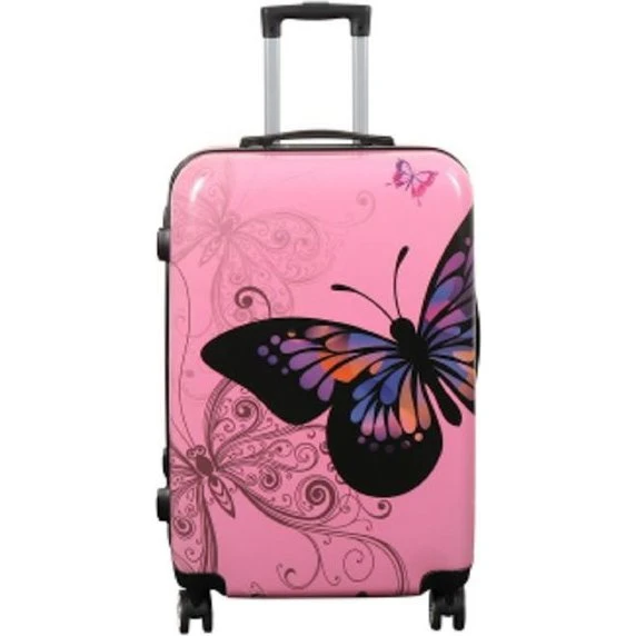 Sommerfugl Lyserød Hardcase Kuffert, Medium, 3,1 kg
