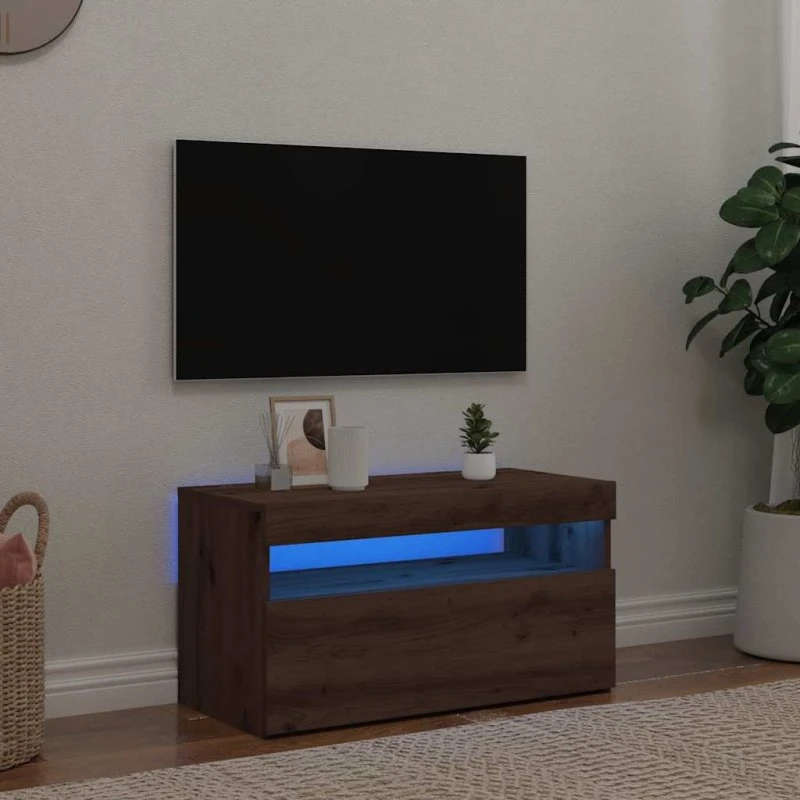 vidaXL Tv-bord med LED-lys 75x35x40 cm konstrueret træ